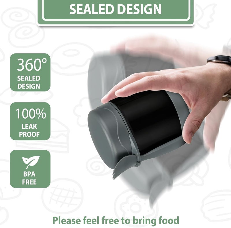 Howeemo 10oz Soup Thermo for Hot Food Kids,Lunch Kids Jar with Spoon Insulated Containers,Leak Proof Stainless Steel Wide Mouth Lunch School(Black) - Image 5
